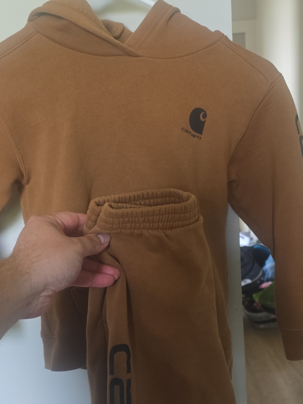 Carhartt Men's Tan/Brown Crewneck Hoodie with Logo